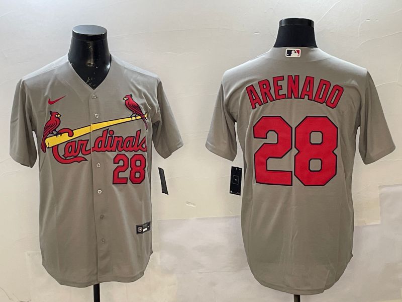 Men St.Louis Cardinals #28 Arenado Grey Game 2025 Nike MLB Jersey style 2